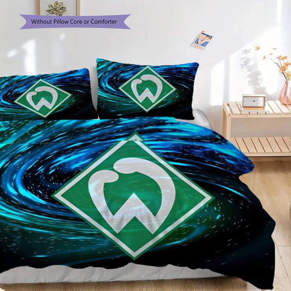 SV Werder Bremen Patroon Beddengoed Dekbed Set Dekbedovertrek Kussensloop Huisdecoratie Verjaardagscadeau (1 dekbedovertrek + 2 kussenslopen, zonder binnenkussen)