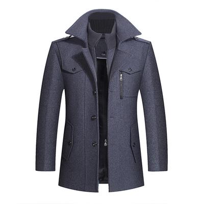Winter-Trenchcoat für Herren, modische Herrenjacken, Version von Woll-Herrenjacke, doppelter Kragen, warmer Wollmantel
