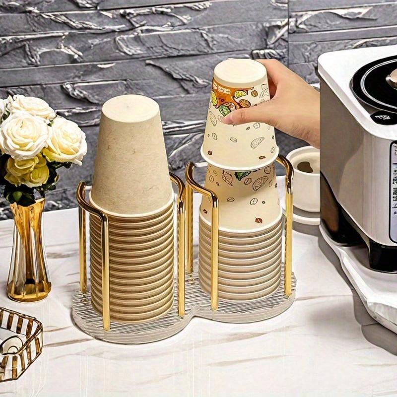 1pc Acrylic Disposable Cup Holder - Single Or Double Cup Rack, Ideal For Household, Cafe, Office, And Hotel