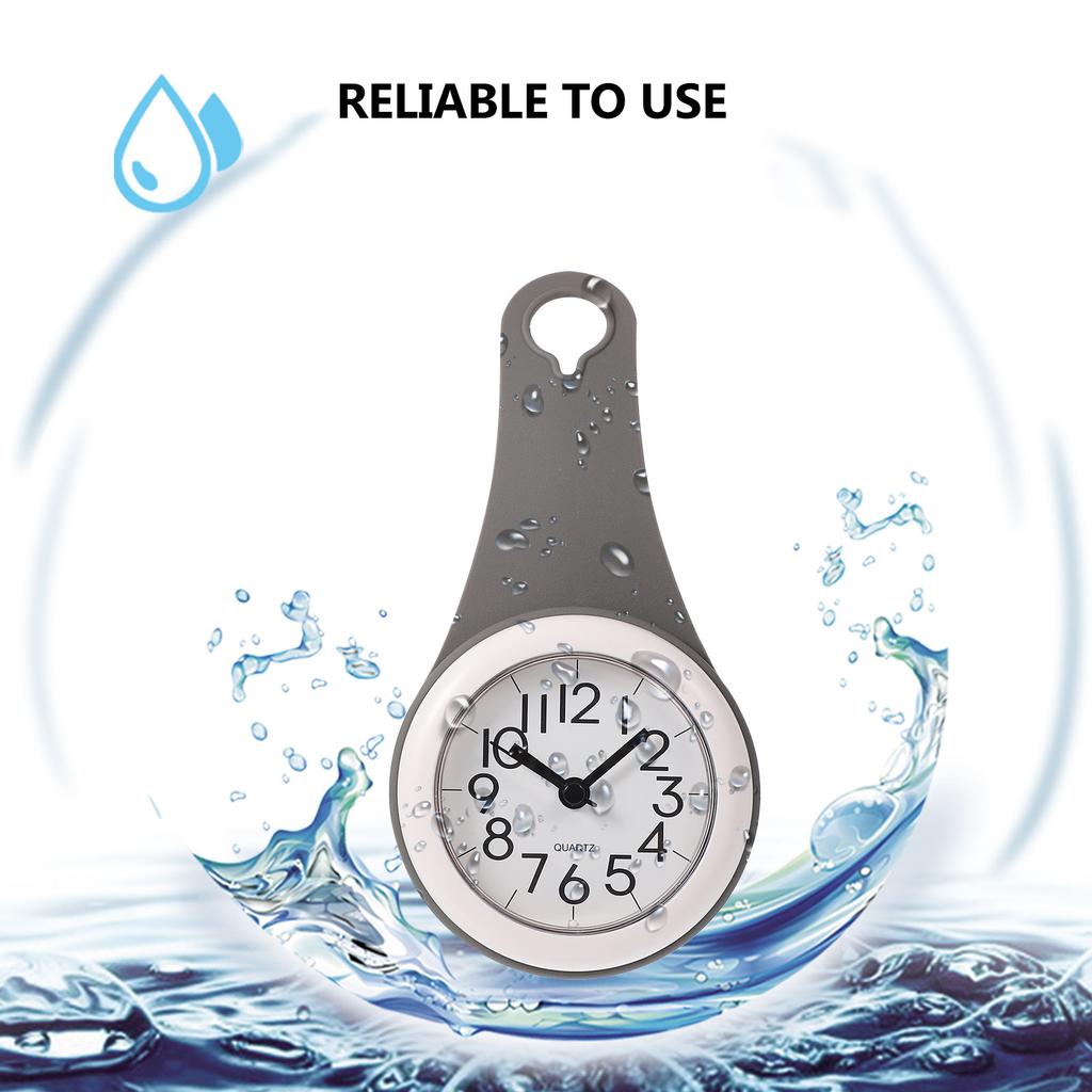 Suction Cup Wall Clock Bathroom Shower Waterproof Alarm Digital Timer Mute Silent Vanity Desk Kitchen Timepiece Decor Accessory