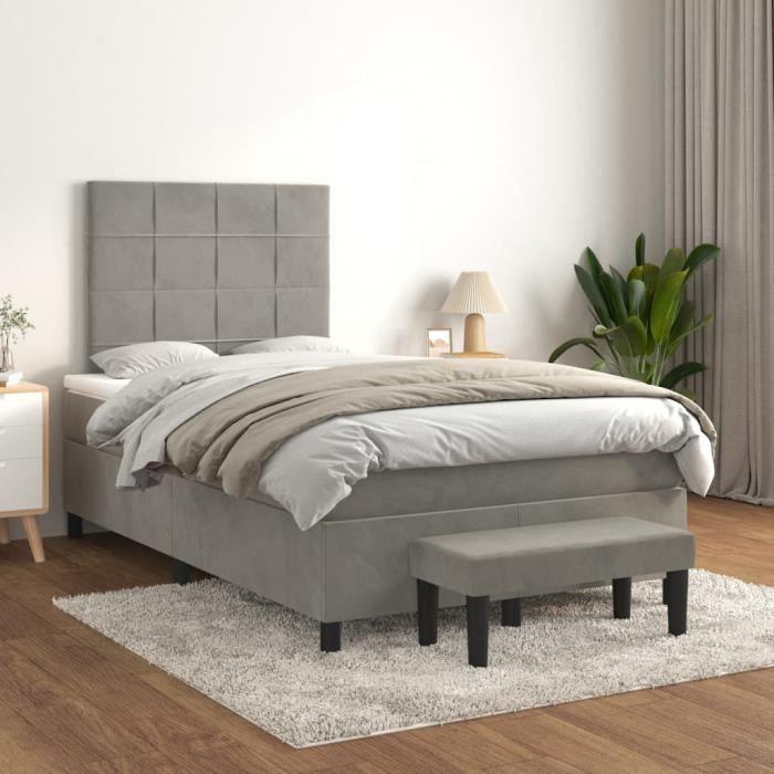 VidaXL Divan Bed and Mattress Light Grey 120x200cm Velvet - Model 3137833