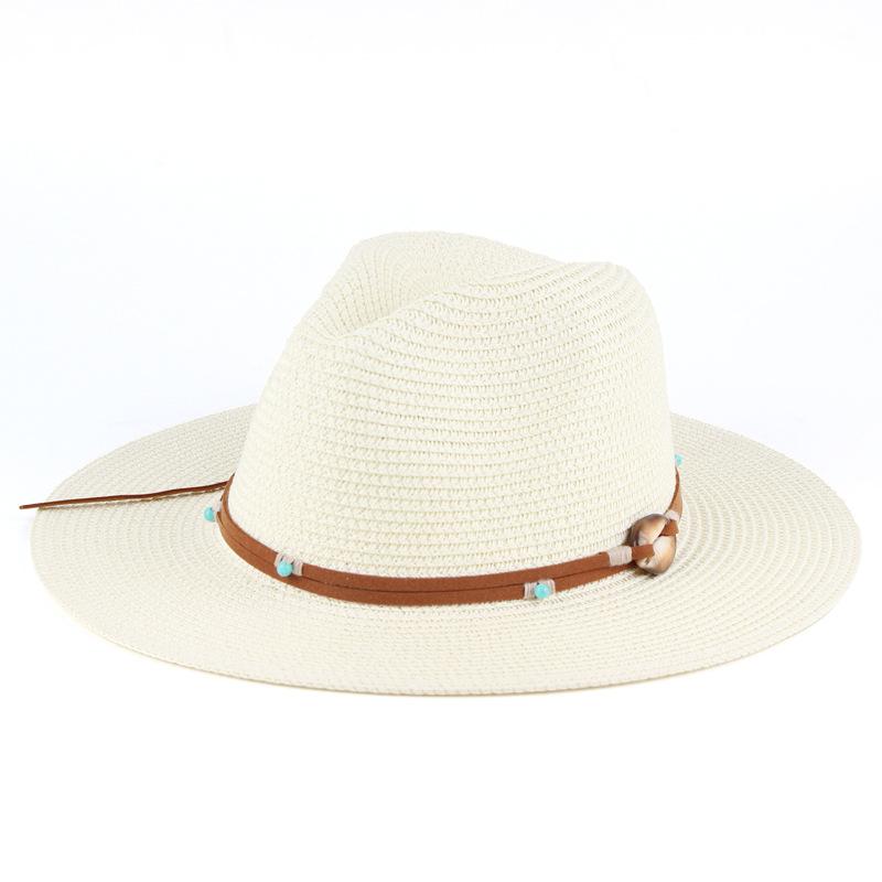 Spring and summer new women's beach hat fashion casual top hat outdoor shading sun hat flat edge straw hat