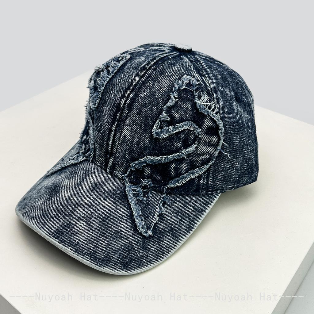 And Women Personalized Embroidered Wing Double-Edged Blade Baseball Caps Sun Protection Distressed All-Match Street Style Peaked Hats Fashion