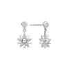Silver Sunburst 925 Silver Drop Stud Earrings E074-02H