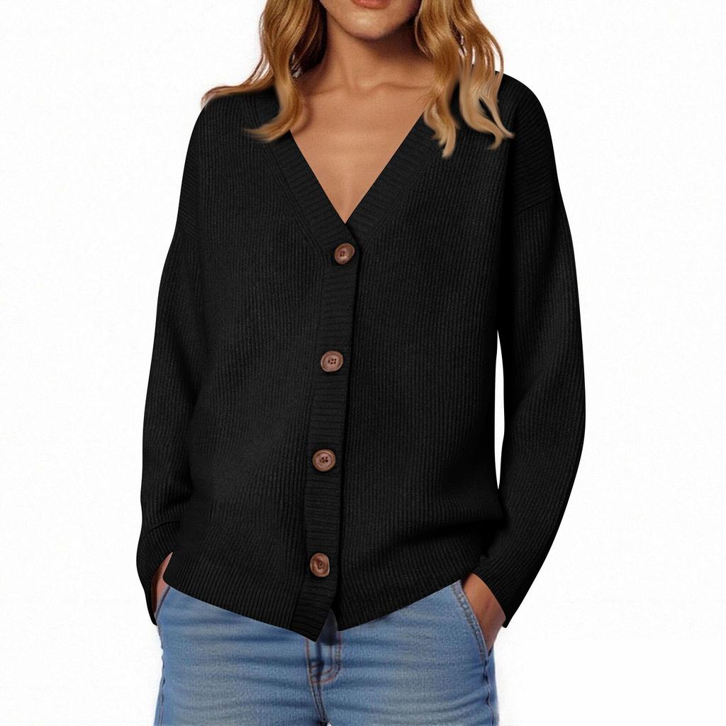 Kvinners avslappede hverdagstopper Strikket cardiganjakke