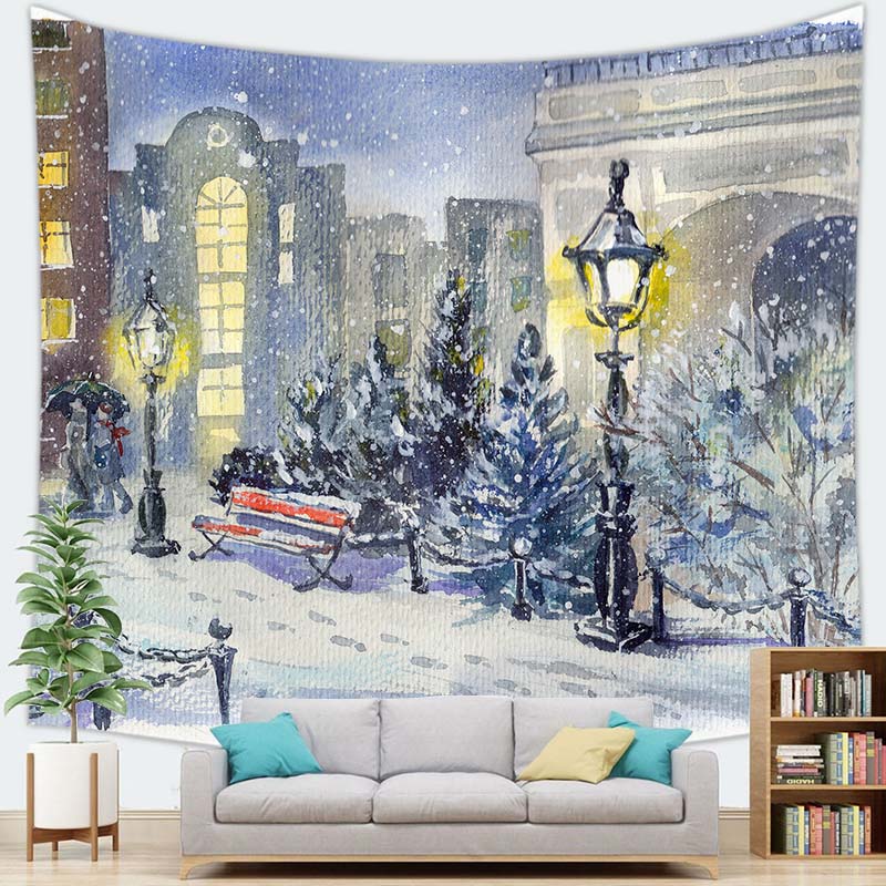 חג מולד שמח קישוט עץ חג המולד שטיח קיר עם הדפס דקורציה לבית, לסלון, לחדר השינה שטיח קיר לתלייה על הקיר