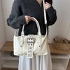Yogodlns Women Y2K Bowling Handbag Retro Metal Buckle Design Shoulder Bag Vintage Faux Leather Detachable Strap Crossbody Bag for Shopper
