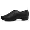 Low Heel 2.5cm Men's Modern Dance Shoes Professional Lace-up Black Leather Tango  International Standard Dance Shoes