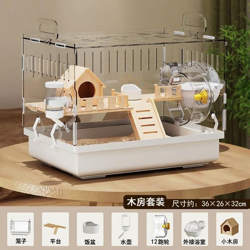 Hamster Cage Transparent Villa Large Gold Wire Anti Bite Anti Escape Winterproof Easy Clean Home For Kids Pet Lovers Cozy Gift