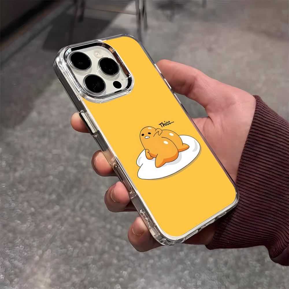 G-Gudetama Egg Cute Phone Case For IPhone 17 Air 16 E 15 14 13 12 11 Plus Pro Max Electroplated Transparent Soft Shell