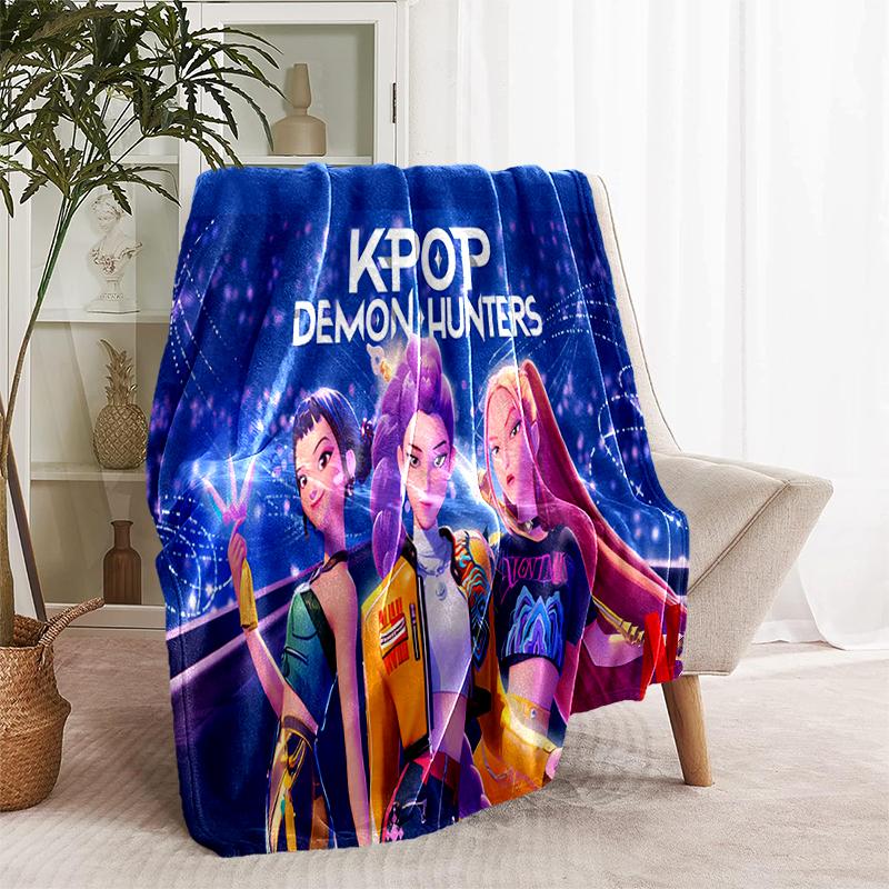 1pc Blanket Kpop Hunter5 Print Design, Lightweight Blanket for Sofa, Bed- Soft &Warm, Gift for All Seasons like Christmas, Halloween