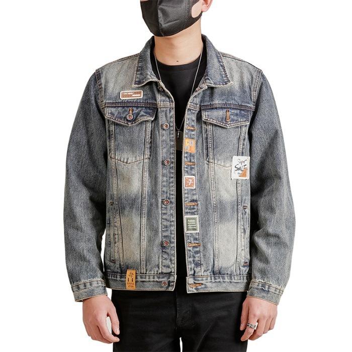 

Retro Denim Jacket Wash Loose Work Jacket Spring New Style Clothing 5XL