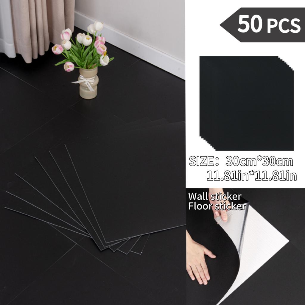 NINETAI Peel And Stick Floor Tile, 50pcs Vinyl Plank Wood Grain Look 11.81in*11.81in/48 Sq.Ft, Kitchen Mats For Floor