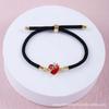 18k Gold Plated Heart Zircon Adjustable Bracelet In Black, White, Pink