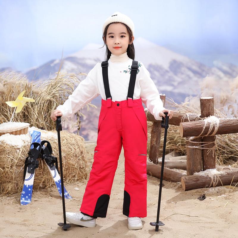 

Waterproof Sport Girl Snow Pants Warm Boy Ski Trousers Winter Outdoor Children Overalls Windproof Mountain Kids Jumpsuit Clothes 86-92 розы красного