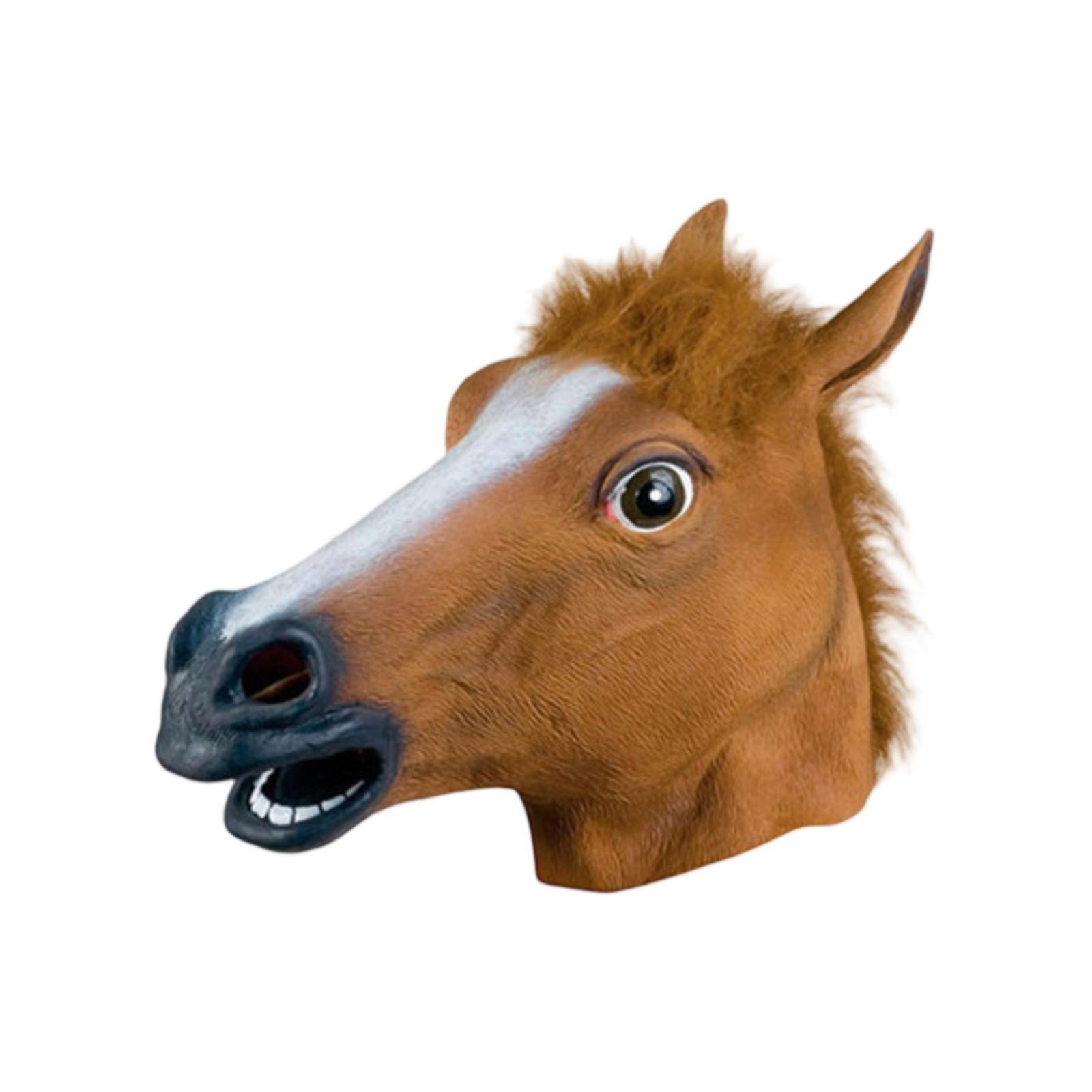

Маска головы лошади, Головной убор животного, Маска коричневой лошади, Латексная маска, Безопасная и нетоксичная, Подходит для фестивальных вечеринок и розыгрышей One Size