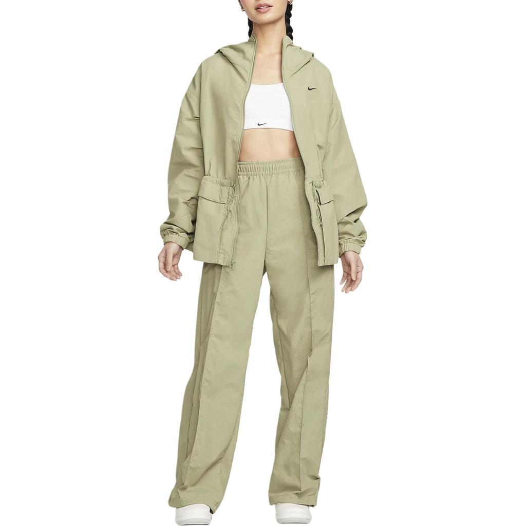 Nike Solid Color Hooded Zip-Up Casual Jacket Women Outerwear Olive-Green FN3670-386