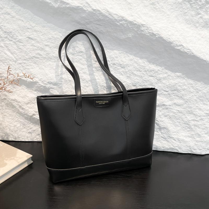 

Retro Chic Korean Style Large Capacity Tote Bag - 2025 Single Shoulder Simple Fashion чёрный