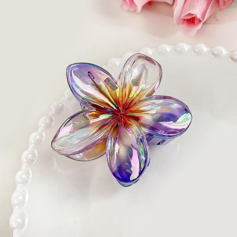 Pince à Cheveux Pince Crabe Thème Princesse Pince Crabe à Cheveux Jolie Frangipanier Attache Cheveux Barrettes Épingle à Cheveux Maintien Fort pour Filles