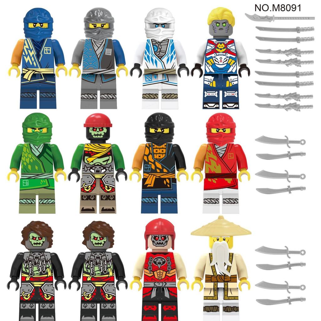 M8091 M8093 M8121 Mirage Assembled Building Block Figurine Toy Ninja With Weapon Bag