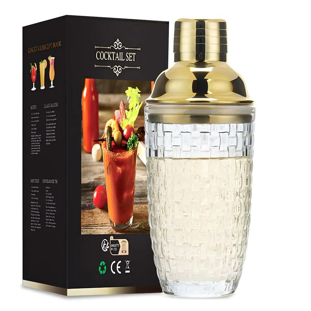 Lüks Cam Kokteyl Çalkalayıcı Yapma Kupası Şarap Karıştırma Bardakları Sızdırmaz Metalik Çelik Kapak Bar Aksesuarları Barmenlik Bar Aracı