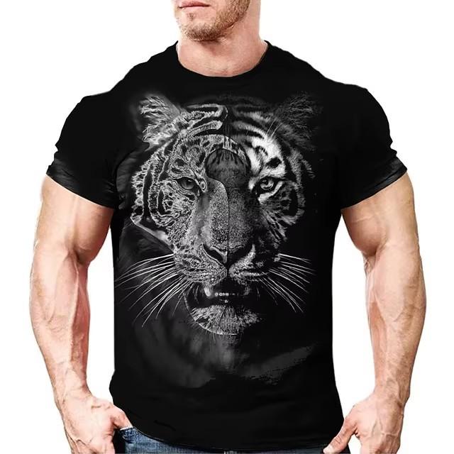 

Animal tiger print T-shirt short sleeve summer classic 3D digital print casual sports XS