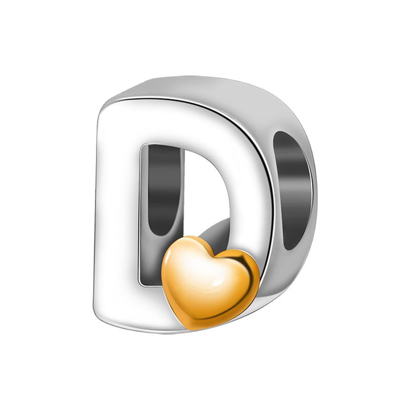 Alphabet Letter A Charm Pendant with Heart Accent for Bracelets Necklaces DIY Jewelry Making Accessories Compatible with Major Brands