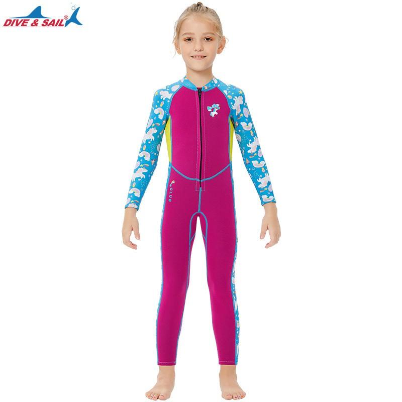 

Children s Diving Suit 2.5MM Warm Swimming Girls Long-sleeved Cold-proof Snorkeling Surfer XXL фиолетовый