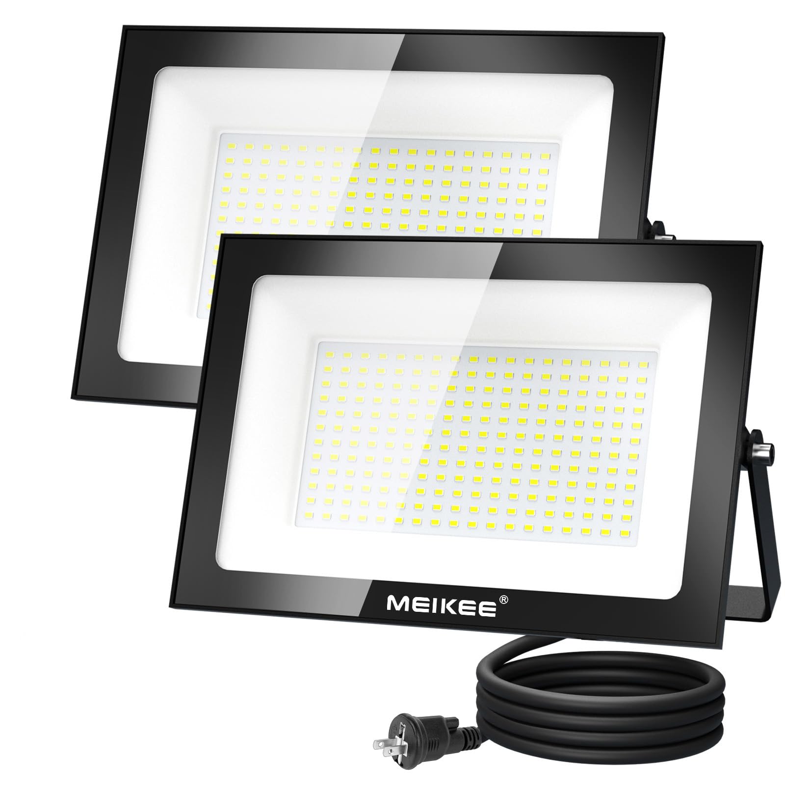 

MEIKEE [100W Ultra-Thin, Set of 2] LED Floodlights, Work Lights, Ultra-Bright Daylight Color, 6500K, 10,000LM, Energy-Saving, Heavy Rainproof, IP66