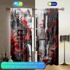 2pcs  Black Landscape Painting Printed Curtain for Home Decor - Rod Pocket Window Treatment for Bedroom, Office, Kitchen