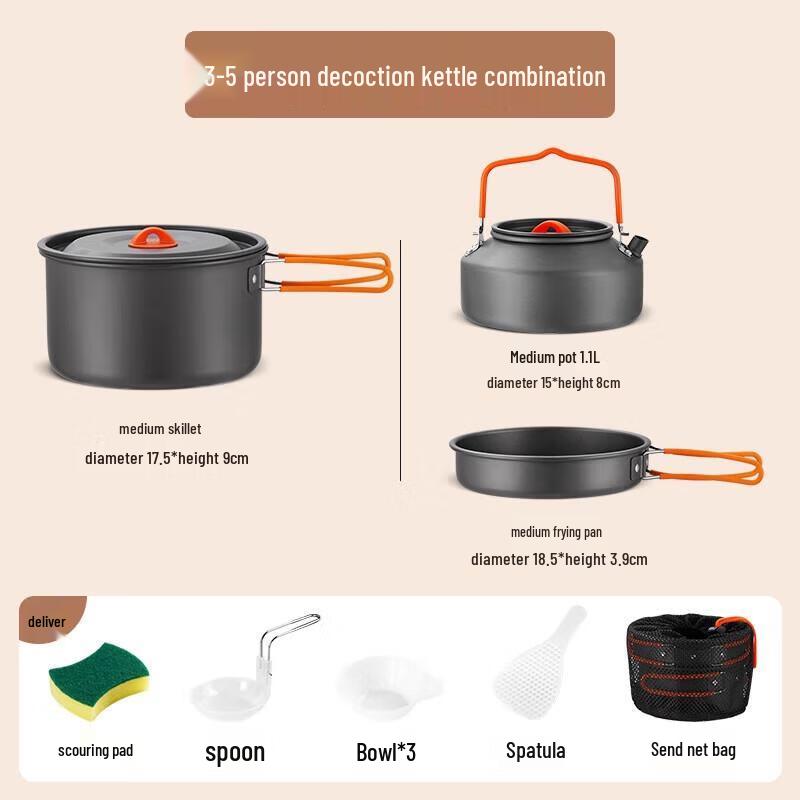 HANDUNYOU 3-5 Person Portable Camping Cookware Set