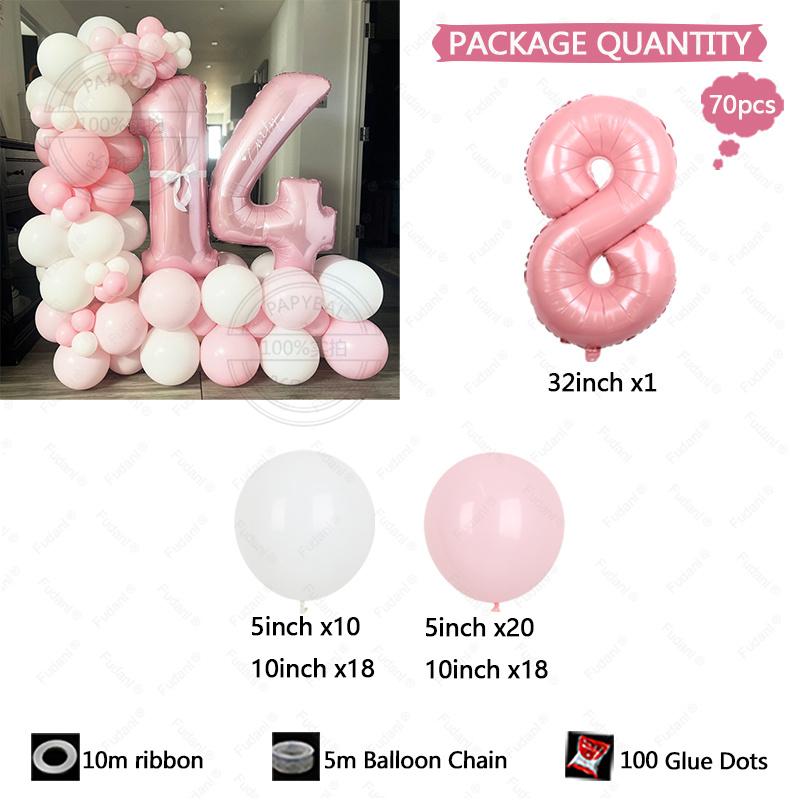 

107 шт./набор Розовый Уютный и Милый Стиль Цифровой Алюминиевый Пленочный Шар 1-9 подходит для дня рождения вечеринки годовщины сезона выпускного 32inch