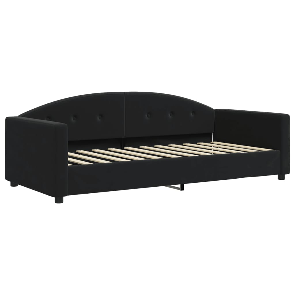 Vidaxl Sofa Z Materacem Do Spania, Czarna, 90X200 Cm, Aksamit