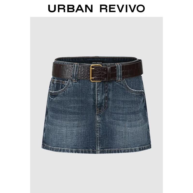 UR2026 Women s Retro Washed Belted Denim Skorts 28