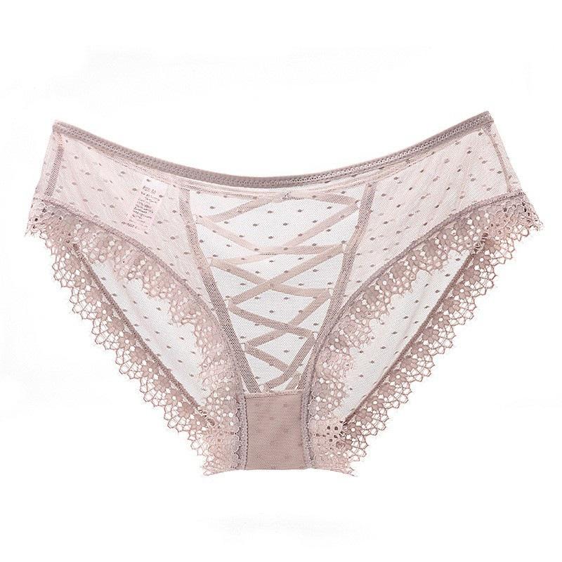 Lace Panties Women's Mesh Breathable Large Size Briefs Straps Cross Hollow Sexy Sex Panties