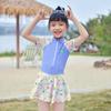 2024 Girls' Cute Skirt-Style One-Piece Swimsuit: Short Sleeve, Sun Protection, Quick-Dry. Sizes for Young To Middle-Aged Kids.