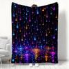 Vibrant Neon Raindrop Pattern Blanket Colorful Glowing Water Drop Print Flannel Throw Cozy Warm Sofa Bed Blanket for Home Decor