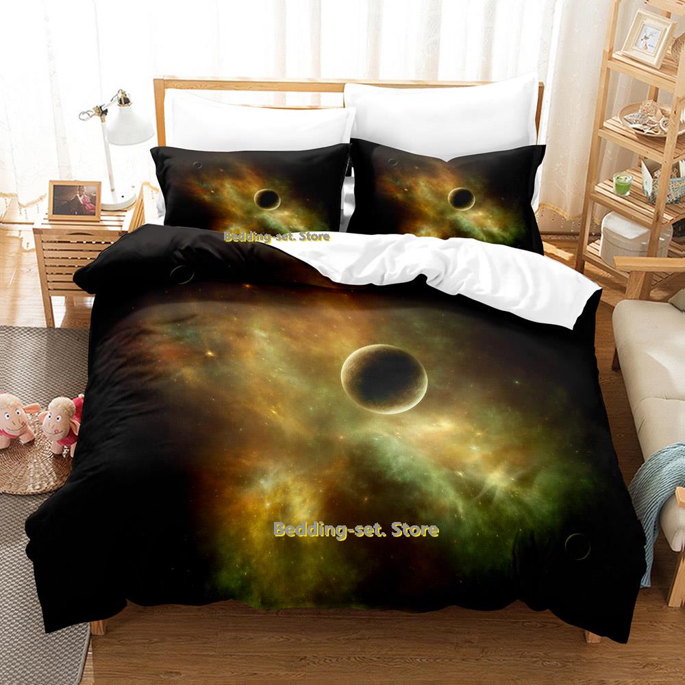 Set Letto Pianeti Singolo Gemello Matrimoniale Queen King Size Set Letto Adulto Bambino Camera da Letto Set Copripiumino universo spazio esterno Letto