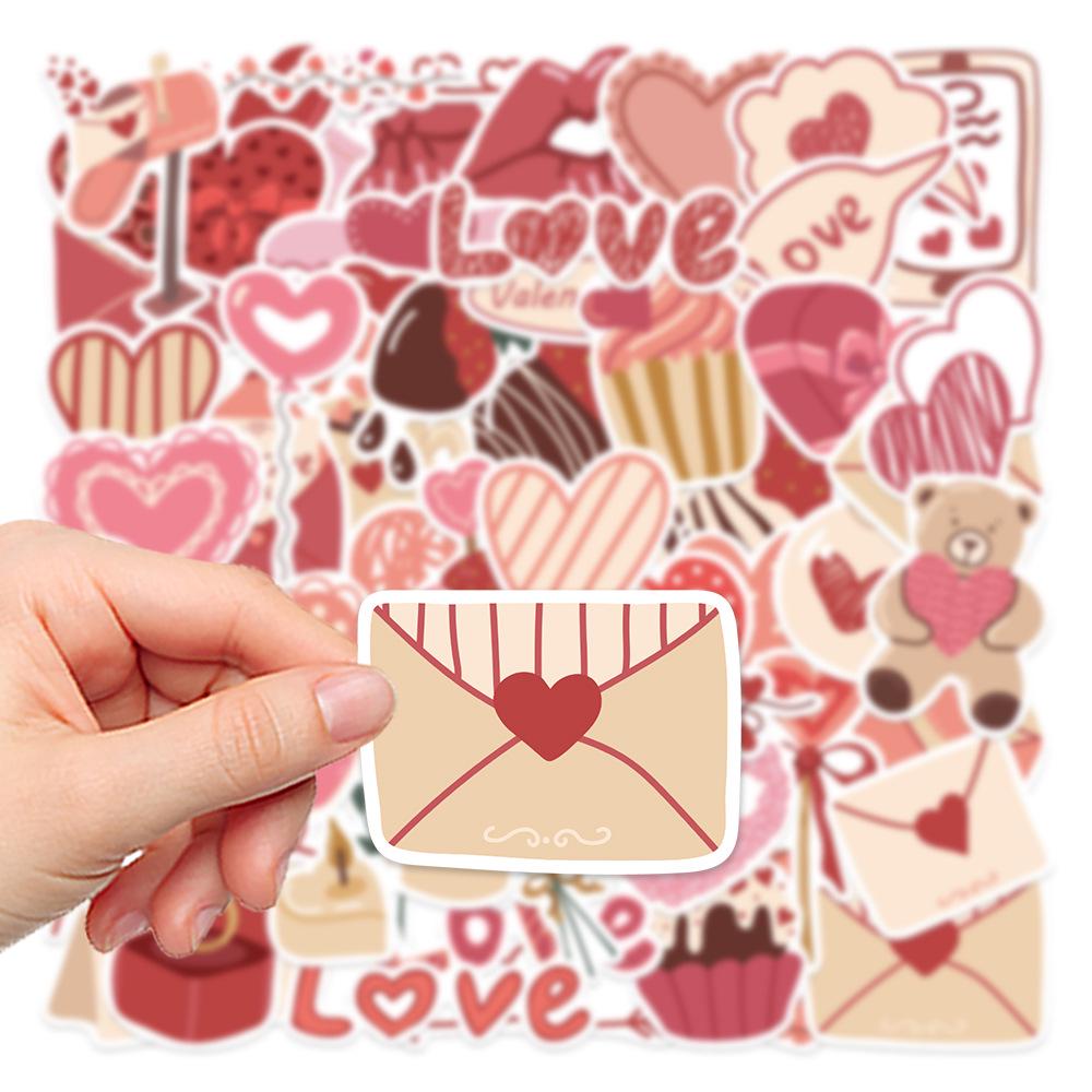 58 Pink Valentine's Day Romantic Stickers for Journal, Phone Case, and Water Bottle Decoration - Waterproof DIY Decals