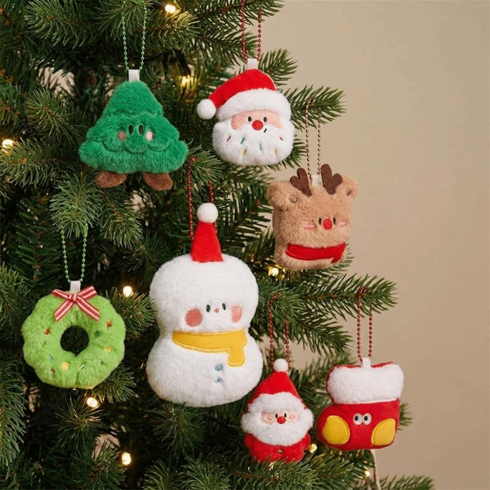Cartoon Christmas Keychain Santa Claus Plush Keyring Fluzzy Christmas Tree Pendants  Festival