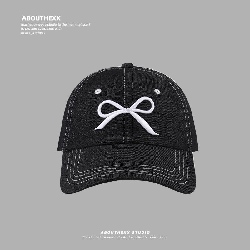 Bow Embroidered Baseball Cap With Sunshade And Breathable Cotton For Teens And Adults