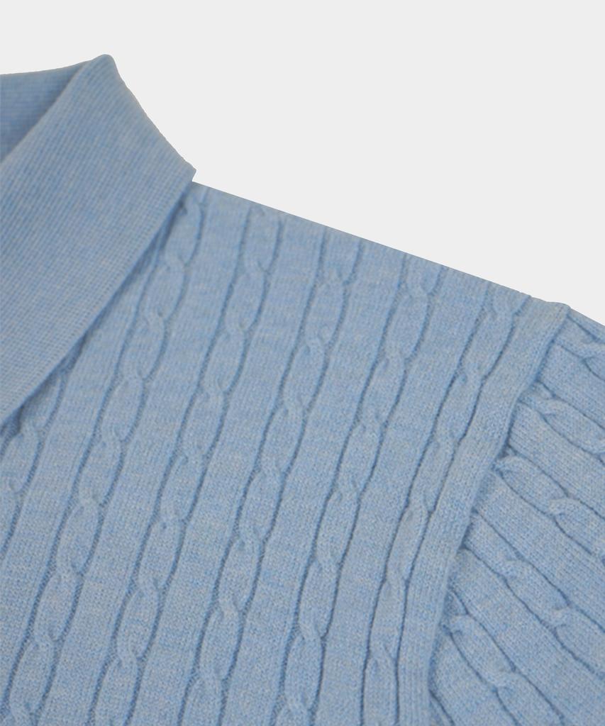 BIRBANTE Soft Washable Cable Collar Knit - Sky Blue