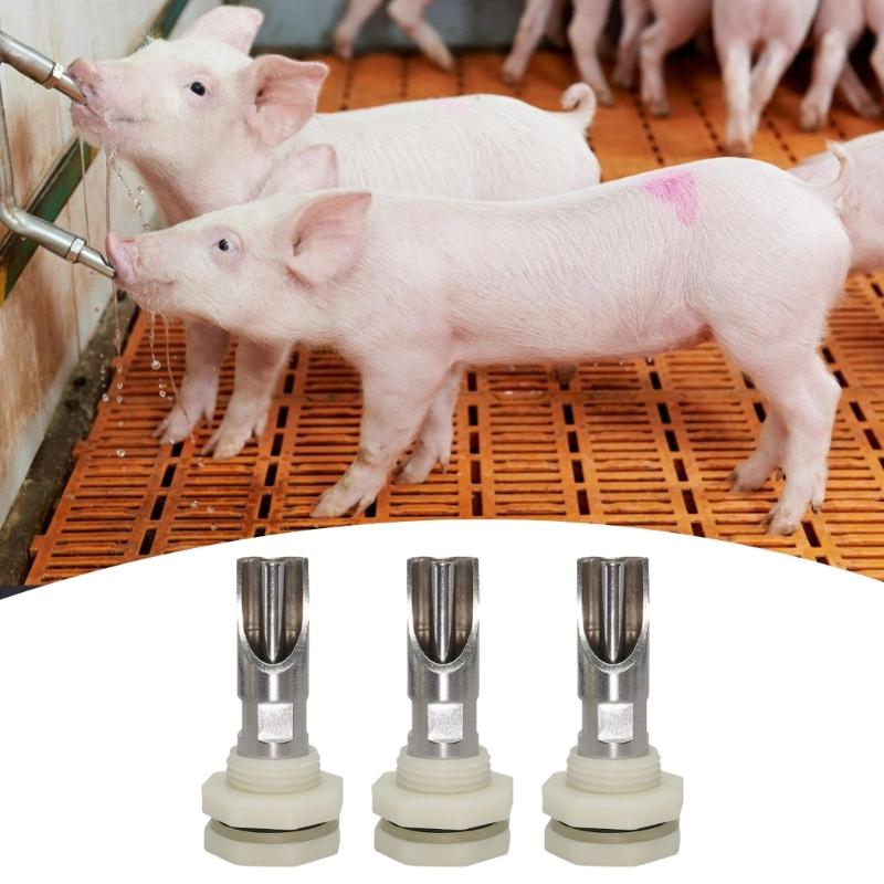 5 st Automatiskt Nippelvattenkoppset för Grisar Robust Drickare/Matare i Rostfritt Stål för Grisar och Getter med Anslutningar