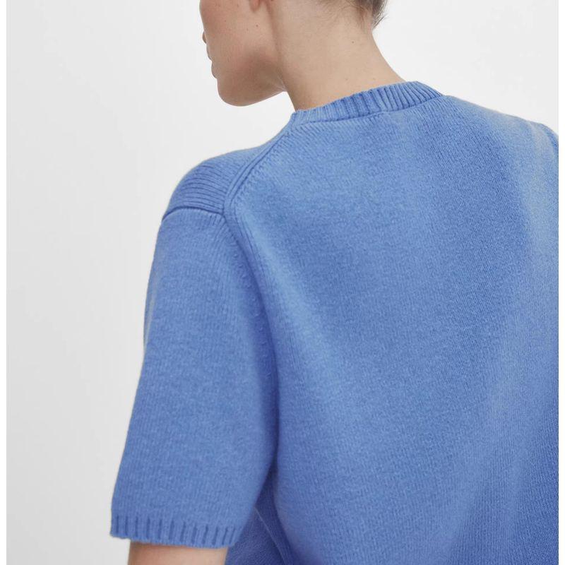 MD Early Autumn New Arrival Gentle Lady Simple Cotton Blended Button Short Blue Knitting Cardigan 5704582