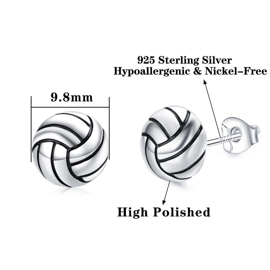 VOJO Sports Stud Earrings Football, Soccer, Basketball, Volleyball, Tennis, Baseball Earrings for Women Men Player Fan Gifts