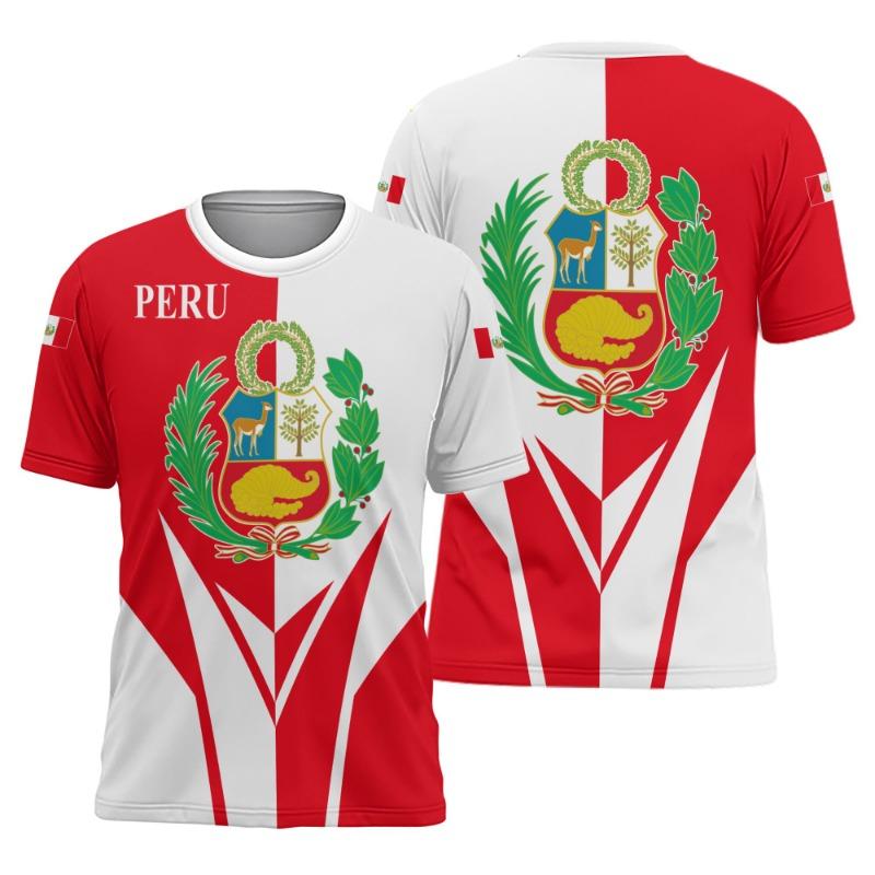 Customized Summer Casual Peru Emblem Graphic T-shirts Loose Men's Fashion E-Sports Jersey Short Sleeve Tops Fast Dry Streetwear