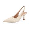 Baotou sandals women's summer 2025 new French pleated shallow mouth empty single shoes pointed high heels women's stiletto