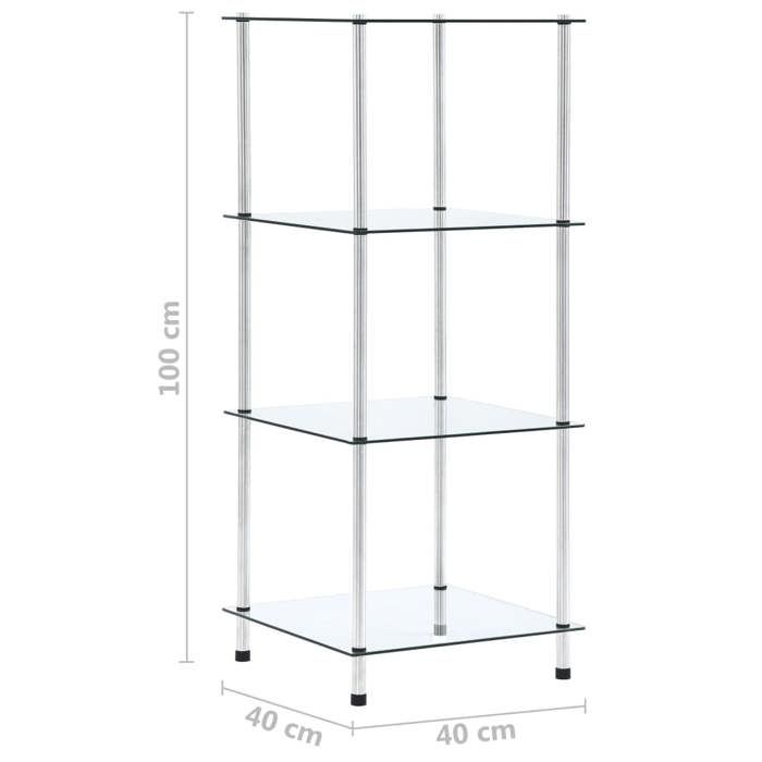 VidaXL Étagère 4 niveaux Transparent 40x40x100 cm Verre trempé 249505