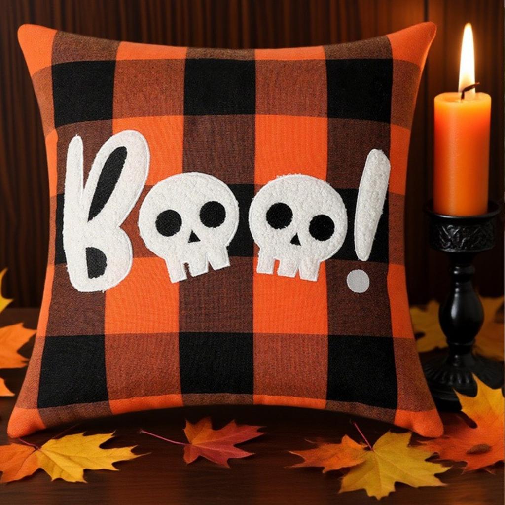 Halloween Printed Pillowcase Square Pillowcase Sofa Pillowcase No Core Comfortable Pillowcase