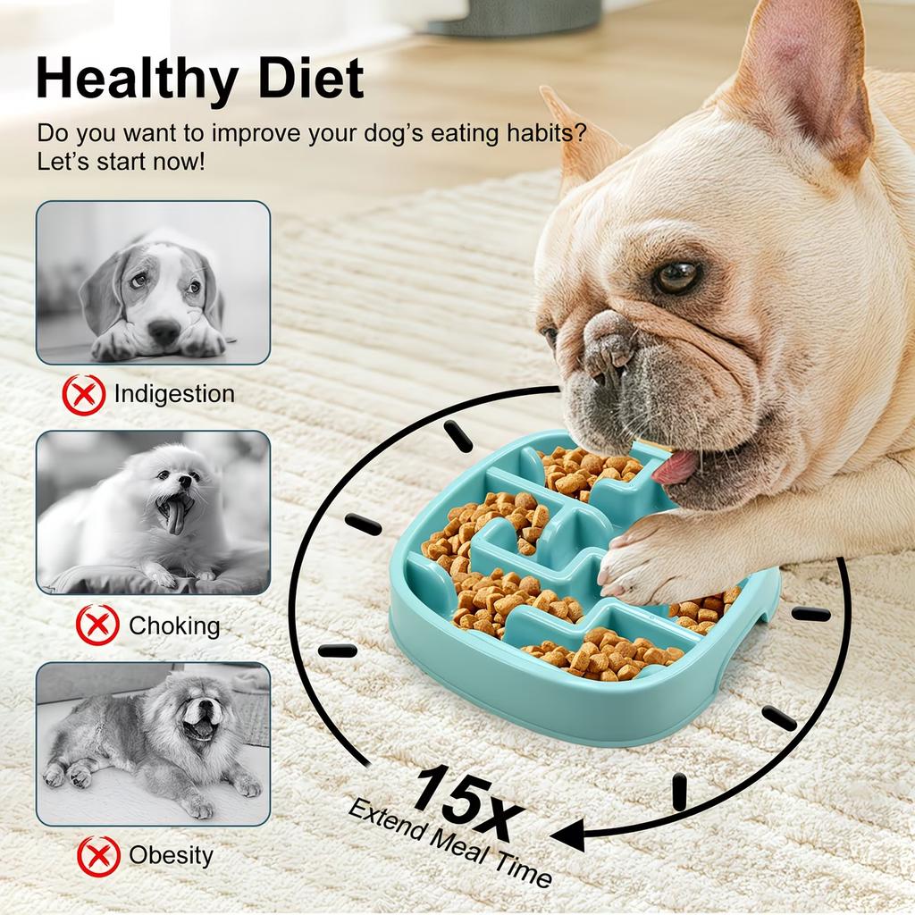 Slow Feeder Dog Bowl Maze Puzzle Anti-Gulping Non-Slip Pet Food Bowl for Small Medium Dogs Cats Puppy Healthy Eating Supplies